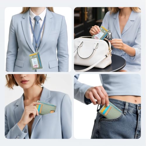 Mayski Slim Wallet, Credit Card Holder for Women, Minimalist Front Pocket RFID Blocking Card Cases, Small Wallet Women Men(Litchi Green) - color: Litchi Green