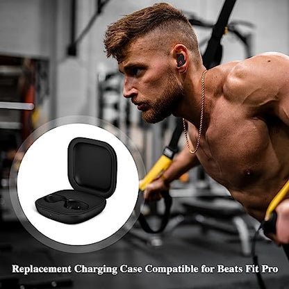 Wireless Charging Case Compatible for Beats Fit Pro, Portable Charger Case Replacement with Bluetooth Pairing Sync Button, 700mAh Built-in Battery (Not Included Earbuds) (Black) - color: Beats Fit Pro Black