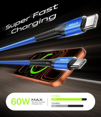USB C Cable 3A Fast Charging [2Pack 6FT] USB A to USB C Cable for CarPlay - color: Blue, size: 6FT, style: USB C to USB C