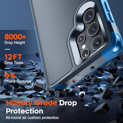 zapica Designed for Samsung Galaxy S22 Ultra Case, Deep Blue | Military Grade Drop Protection, Dual Layer Structure Design, Heavy Duty Shockproof Non-Slip Phone Cover - color: Deep Blue, size: Samsung Galaxy S22 Ultra 6.8''