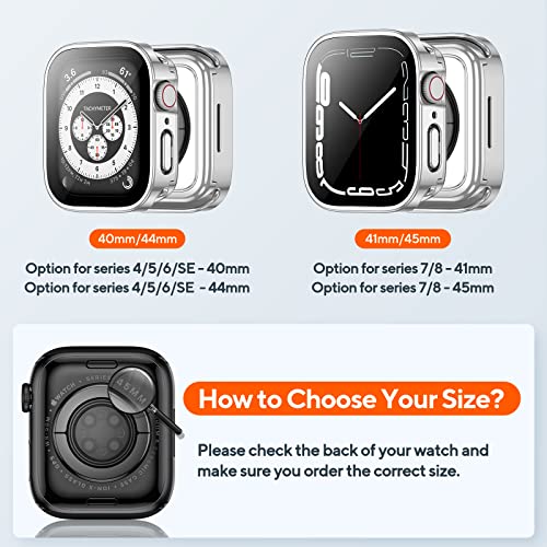 2-Pack Waterproof Case for 40mm Apple Watch SE 3/2/1 Series 6/5/4 - color: Silver/Clear, size: 40mm(SE3/SE2/SE/6/5/4)
