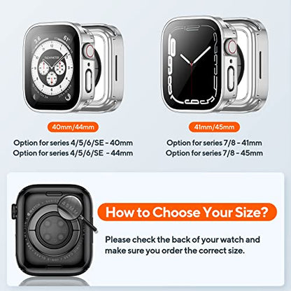 2-Pack Waterproof Case for 41mm Apple Watch Series 9/8/7 - color: Silver/Clear, size: 41mm (Series 9/8/7)