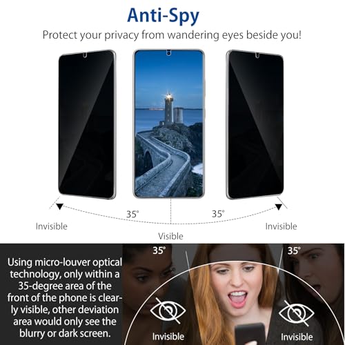 for Samsung Galaxy S21 Ultra Privacy Screen Protector, Anti-Spy Flexible TPU Film for S21 Ultra [2 Packs], Support Fingerprint Unlock, Positioning Tool, Full Coverage, Case Friendly, Self-healing, Compatible with S21 Ultra 5G (6.8 Inch) - size: Samsung Ga