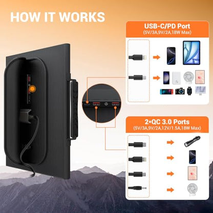 30W Solar Panels Charger Portable Foldable with USB-C USB-A MC4 DC - size: 30W
