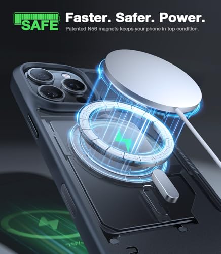 TORRAS Stronger Magnetic for iPhone 16 Pro Case, Translucent Matte Black | Compatible with MagSafe, Military Grade Drop Protection, Shockproof Airbag, Camera Control, Color Buttons, Slim Anti-Scratch - color: Black