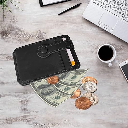 M-Plateau Phone Wallet Stick On, Card Holder With Elastic Magnetic Closure, Slim Phone Card Holder With Adhesive Compatible with iPhone 14 Case and Most Smartphone (Black) - color: Black