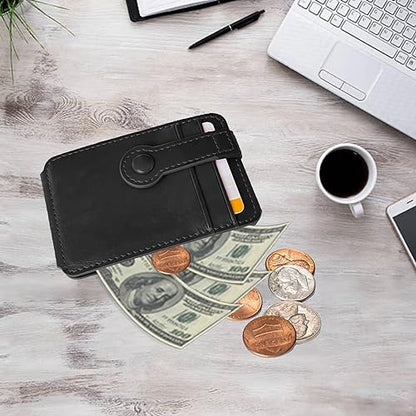M-Plateau Phone Wallet Stick On, Card Holder With Elastic Magnetic Closure, Slim Phone Card Holder With Adhesive Compatible with iPhone 14 Case and Most Smartphone (Black) - color: Black
