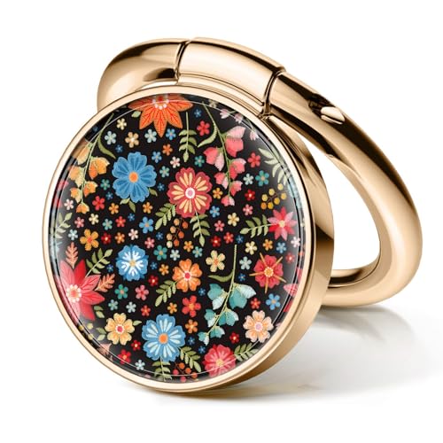 Cell Phone Ring Holder, Cute Metal Phone Grip Stand Finger Ring Kickstand, Flexible 360°Rotation Phone Tablet Case Accessories Compatible with Most Phones Colorful Beautiful Flowers