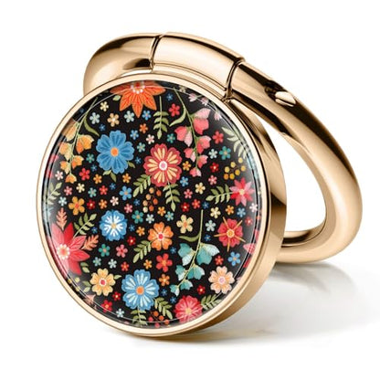 Cell Phone Ring Holder, Cute Metal Phone Grip Stand Finger Ring Kickstand, Flexible 360°Rotation Phone Tablet Case Accessories Compatible with Most Phones Colorful Beautiful Flowers