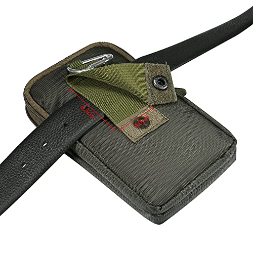 Multifunction Dual Phone Holster Men, Nylon Cell Phone Case Holder Mens Belt Pouch Loop/Clip, Smartphone Belt Wallet Purse 2 Zipper Pockets Compatible with iPhone 14 Pro Max Case 13 Pro Max, Black - color: Green