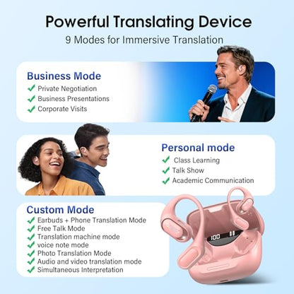 Open Ear Headphones, Bluetooth 5.4 Wireless Earbuds, Pink