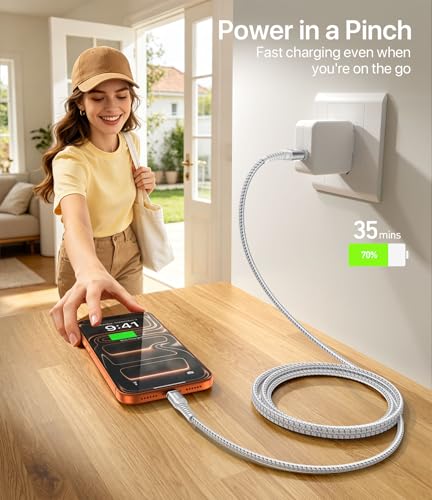 USB C to C Cable 6FT 2Pack, USB C to USB C Cable Fast Charging iPhone USB C - color: Silver, size: 6FT, style: 60W USB A to USB C