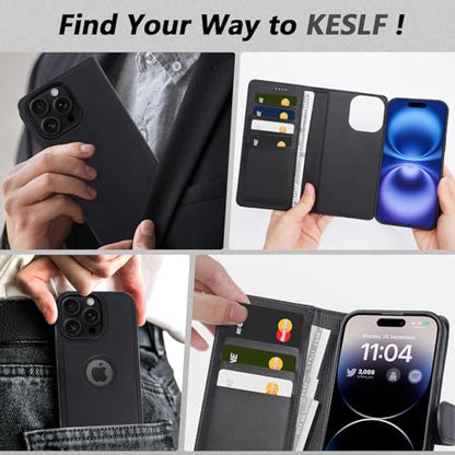 2 in 1 PU Leather for iPhone 14 Pro Case, Detachable Wallet Case with Card Holder, Removable Flip Folio Cover with RFID Blocking, Stand Shockproof Phone Cover（Compatible with MagSafe） Black - color: Black, size: Iphone 14 pro