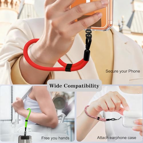 Phone Lanyard, 2 Pack Adjustable Cell Phone Lanyard Hand Phone Wrist Strap with Tether Tabs for Smartphones - color: Red