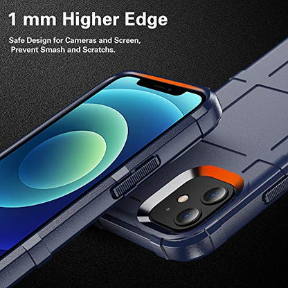 Rugged Shield TPU Thick Solid Armor Tactical Protective Case Compatible with iPhone 12 Mini (5.4 inches) - Navy Blue - color: Navy Blue, size: iPhone 12 mini