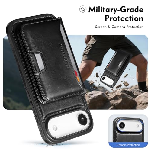 Antsturdy Compatible with MagSafe iPhone 17 Air Wallet Case,Black | 2 in 1 Detachable Magnetic,Credit Card Holder Slots,RFID Blocking,PU Leather,Kickstand,Flip Folio Phone Cover for Men & Women - color: Black, size: iPhone 17 Air - 6.5"