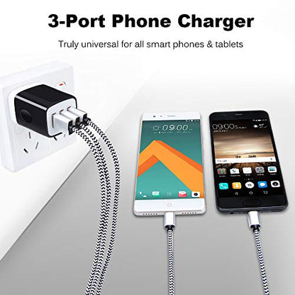 Wall Charger Adapter, USB Cubes, Sicodo 3Pack Universal Travel 3.1A 3 Muti - color: 3Pack-Black