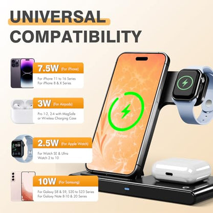 Wireless Charger Fast Charging Station 3 in 1 Charger Stand Travel