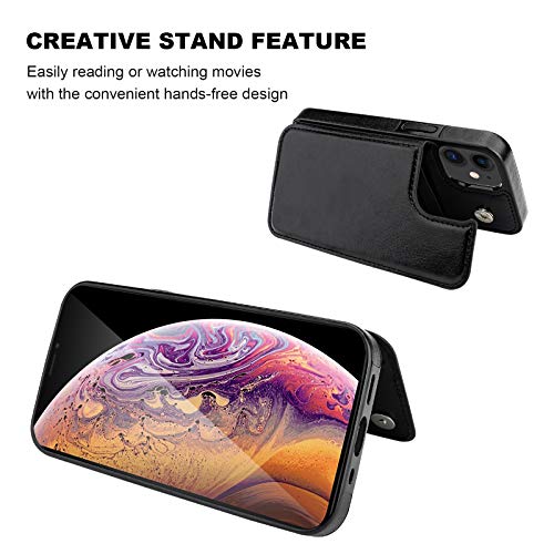 ONETOP for iPhone 12 Mini Wallet Case with Card Holder,Black - color: Black