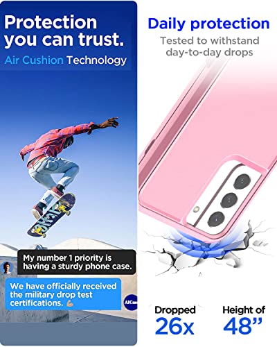 AICase for Galaxy S22 Case,Heavy Duty Rugged Pocket-Friendly Phone Case,Durable Military Grade Protection Shockproof/Drop Proof/Dust-Proof Protective Cover for Samsung Galaxy S22 6.1“ (Pink) - color: pink Case
