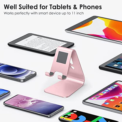 OMOTON C1 Upgraded Aluminum Cell Phone Stand for Desk, Durable Phone Dock - color: Rose Gold