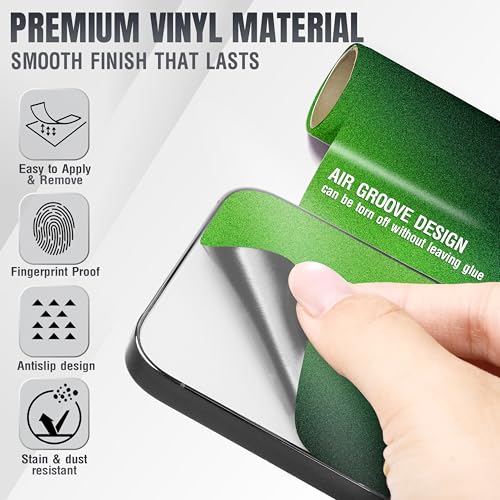 2Pcs Skin Wrap Compatible for iPhone 15 Pro – Slim Decal Vinyl Protective Film for Sides & Back – Sleek Fit, Premium Look – Compatible with All iPhone 15 Pro Cases - Glossy Olive Green - color: Glossy Olive green