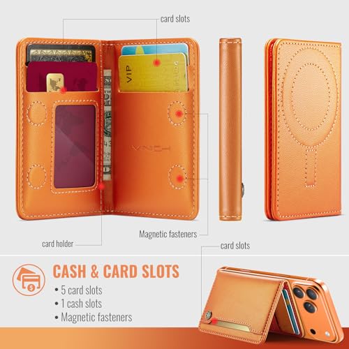 Vinich for MagSafe Wallet Magnetic RFID Blocking Card Holder, Orange - color: Orange