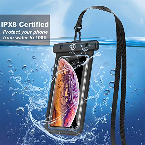 [Floating Waterproof Phone Pouch for Samsung Galaxy S25 Ultra S24 Plus S23+ S22 Note 20 Ultra A16 A15 A14 A13 A51 A71 A35 A36 5G iPhone 16E 16 15 14 Pro Max XS XR Cell Phone Dry Bag Case-Black