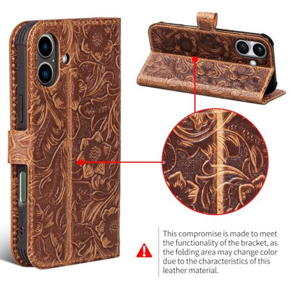 Leather Case Compatible with iPhone 17 Wallet 6.3" Dark Brown | Genuine Leather 2-in-1 Magnetic Detachable Shockproof,Flip Folio Cover with Card Slot, Wireless Charging RFID Blocking - color: Dark brown, size: 17
