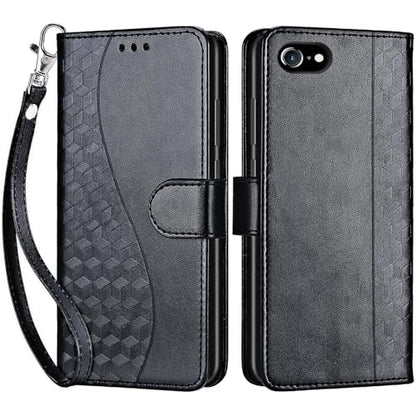 for iPhone SE 2022/7/8/SE 2020 Wallet case, Black | 3 Card Holders, Kickstand, Shockproof TPU Shell, PU Leather, Magnetic Closure, Protective Flip Folio Cover, Women - color: 3