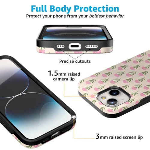 Casely iPhone 15 Plus Case | Jenna's Flowers | Fun on Weekdays | Bold Protective Design | Compatible with MagSafe - color: Jenna's Flowers | Fun on Weekdays