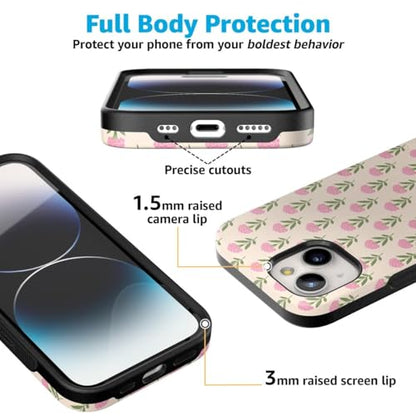 Casely iPhone 15 Plus Case | Jenna's Flowers | Fun on Weekdays | Bold Protective Design | Compatible with MagSafe - color: Jenna's Flowers | Fun on Weekdays