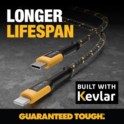 DEWALT Lightning to USB C Cable (USB C to Lightning, 4 FT) - size: 4 feet, 1-Pack