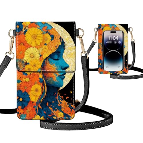 Small Crossbody Bags for Women Touchscreen Cell Phone Bag Cross Body Purses with adjustable Strap,Gifts For Teenage Girls - color: Florals Girl