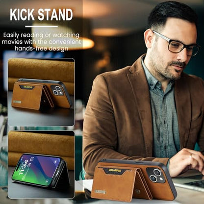 Leather Wallet Phone Cases Compatible with iPhone 15 Case with Card Holder Men 6.1'' 2 in 1 Detachable Back Cover (Brown, IP 15) - color: Brown, size: IP 15