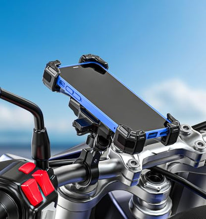 VAZESWIN Motorcycle Bike Phone Mount with Vibration Dampener, 1s Auto Lock