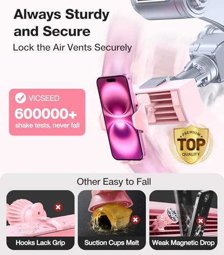 VICSEED Pink Air Vent Phone Holder for Your Car [ Sturdy & Secure ] - color: Pink