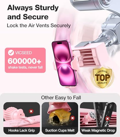 VICSEED Pink Air Vent Phone Holder for Your Car [ Sturdy & Secure ] - color: Pink