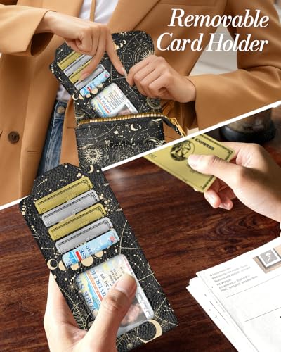 Small Crossbody Phone Purse for Women | Card Slots, Leather Cell Phone Wallet, Adjustable Shoulder Strap, Cross Body Bag for Girls and Ladies, Cute Design - color: Constellation
