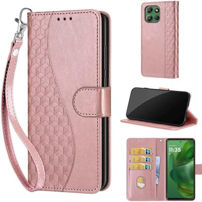 Wallet Case for Motorola Moto G Power 2025/2026, Rose Gold | Women Flip Folio Cover, Embossed PU Leather, Stand, Credit Card Holders Slots, Wrist Strap - color: 4