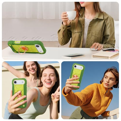 MARKILL Compatible with iPhone Air Case 6.5 Inch 2025 with 360 Degree Rotate Ring Stand, Military Grade Drop Protection Full Body Rugged Protective Case Kids Avocado - color: Avocado, size: iPhone Air 6.5"