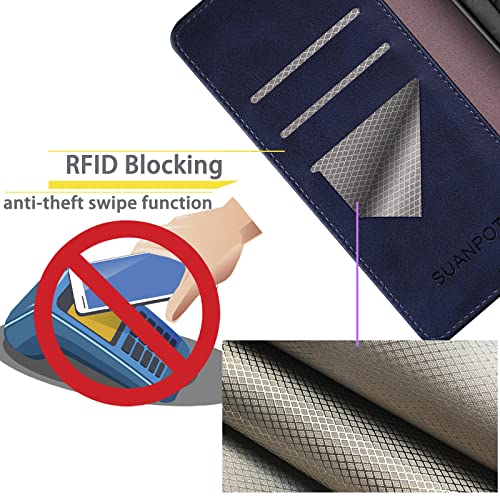 SUANPOT Compatible with Samsung Galaxy S26 Wallet case with RFID Blocking Credit Card Holder,Flip Book PU Leather Protective Cover Women Men for Samsung S26 Phone case Blue - color: Blue, size: Samsung Galaxy S26