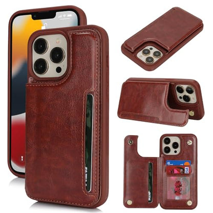 iCoverCase Compatible with iPhone 13 Pro Max Phone Case with Card Holder, Wallet Case for Women Men RFID Blocking PU Leather Protective Case 6.7 Inch (Dark Brown) - color: Dark Brown