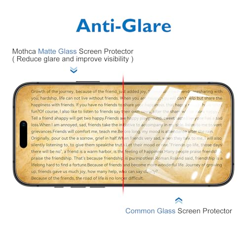 Mothca 2 Pack Matte Glass Screen Protector for iPhone 17 [6.3 inch] + 2 Pack Camera Lens Protector, Anti-Glare & Anti-Fingerprint Case Friendly Tempered Glass, Bubble Free, Smooth as Silk - size: iPhone 17-6.3 Inch