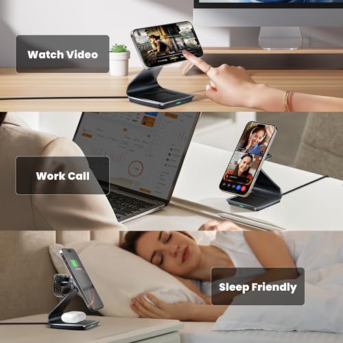 3 in 1 Wireless Charging Station for iPhone, Apple Watch and AirPods, MagSafe Compatible Wireless Charger (FW001)