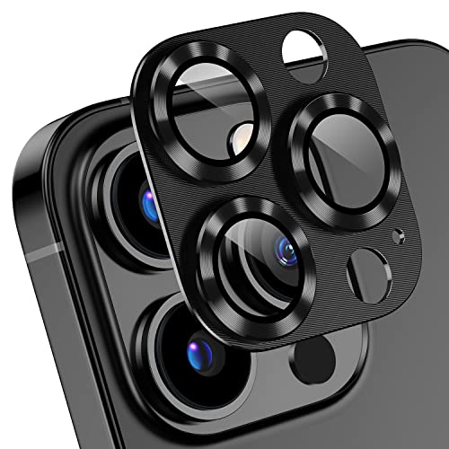 Korecase 2 Pack Designed for iPhone 13 Pro & iPhone 13 Pro Max Camera Lens Protector Metal Tempered Glass Camera Cover,Whole Piece 9H Strong Stickiness Rear Camera Lens Case Friendly - Black - color: Graphite