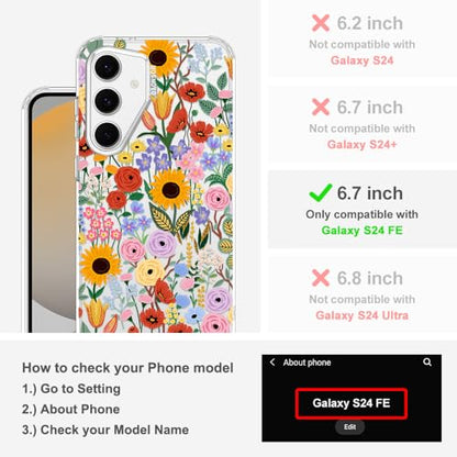 MOSNOVO Case for Samsung Galaxy S24 FE, [Buffertech 6.6ft Military-Grade Drop Protection] [Anti Peel Off Tech] Clear TPU Bumper Phone Case Cover Design - Blossom & Bloom - color: Clear - Blossom & Bloom, size: Samsung Galaxy S24 FE