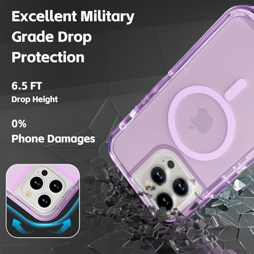 Follaroma Magnetic for iPhone 14 Pro Max Case, Heavy Duty Cases,Purple,6.7" | Compatible with MagSafe, Heavy Duty Shock proof Protection, Military-Grade Anti-Drop, Dual Layer Transparent Protective Cover - color: Purple, size: iPhone 14 Pro Max 6.7''