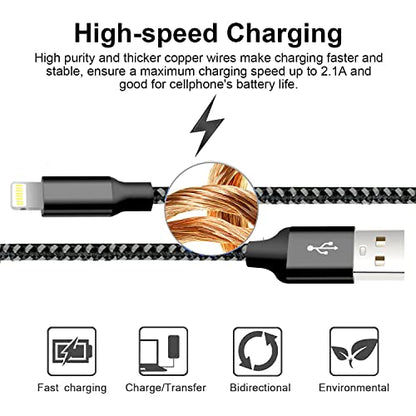 cugunu USB to Lightning Cable, 5 Pack Fast iPhone Charger Cord (BlackGray) - color: Black Gray, style: USB-A to L