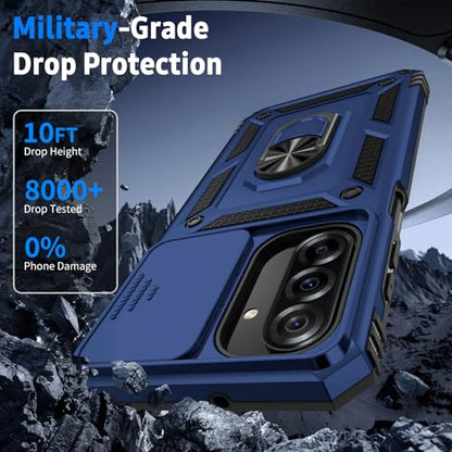 for Samsung Galaxy A17 5G Case with Camera Lens Cover, 10 FT Military Grade Drop Protection, Magnetic Ring Holder Kickstand Protective Phone Case, Navy Blue - color: Navy Blue, size: Galaxy A17 5G
